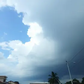 céu nublado e chuvas
