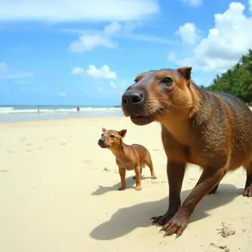 capivara persegue pinscher
